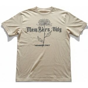 Members Only Mens S/S Logo Cream Embroidered T-Shirt Sz XL